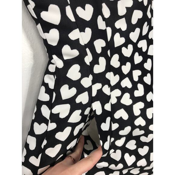 New Kate Spade Dancing Hearts Domino Short Dress Black Cream Feminine Cute Date - Picture 7 of 16